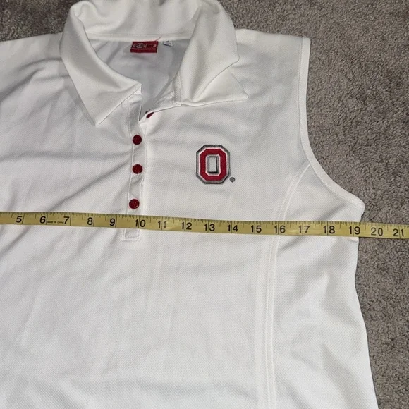 Ohio State University XL women’s sleeveless polo shirt white football buckeyes - Picture 5 of 8